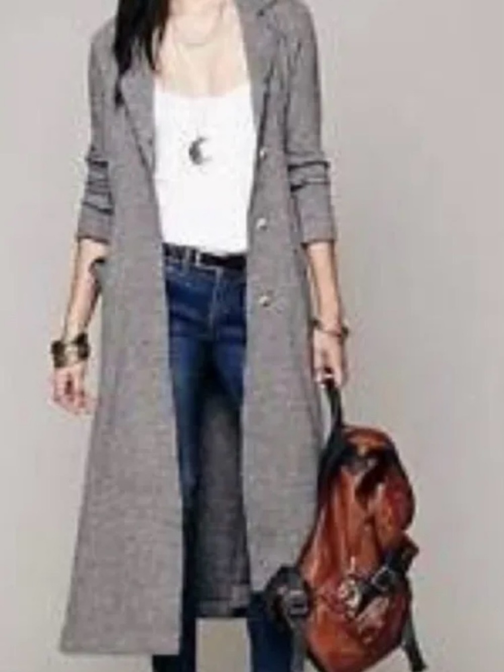 Free People Long Gray Duster Coat